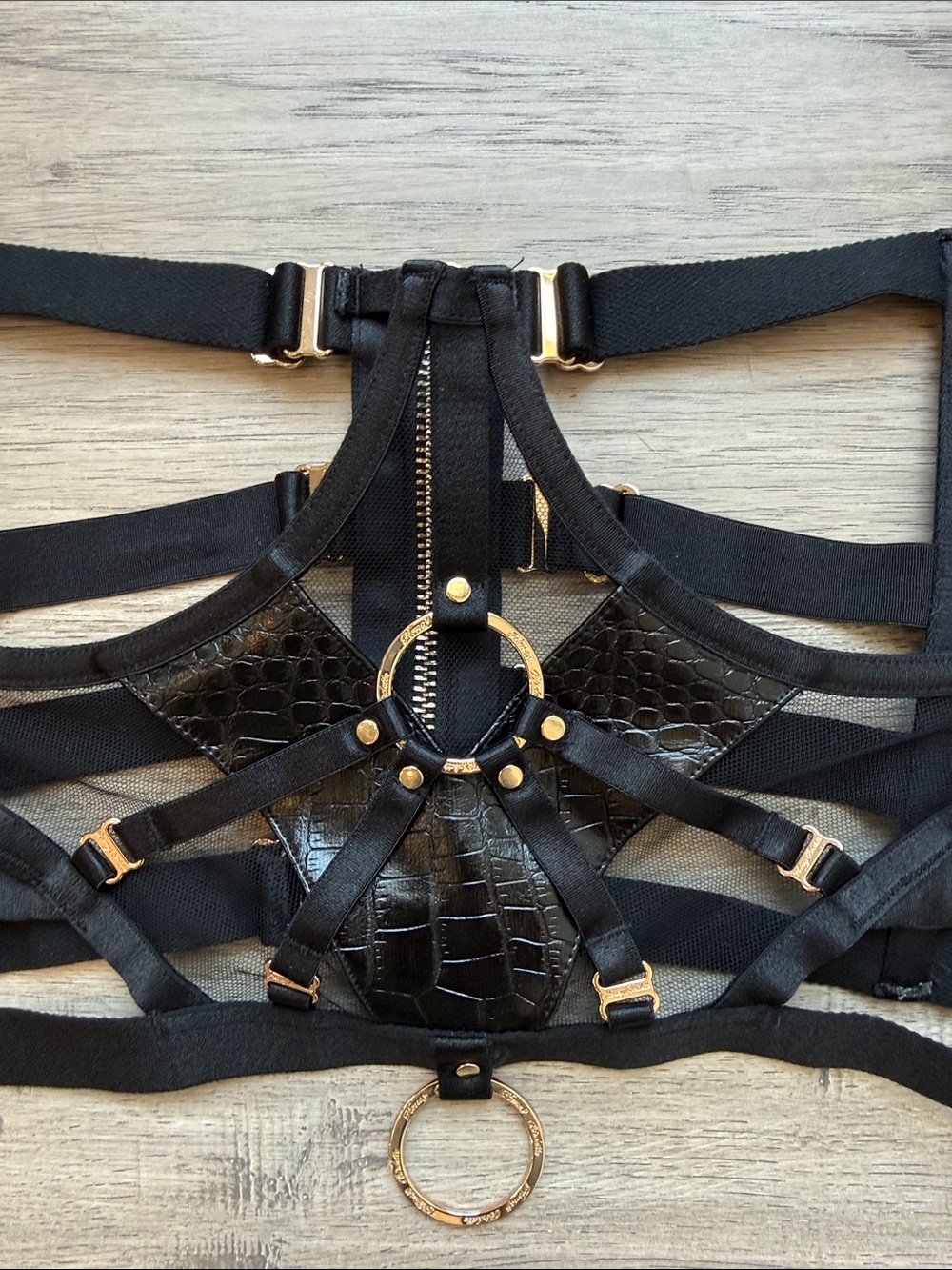 Honey Birdette Black Mesh Strappy Harness - Picture 3 of 9